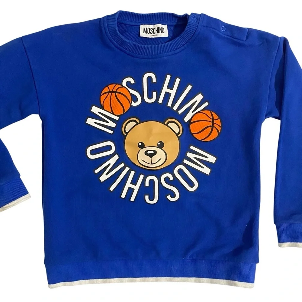 Moschino Bear Logo Sweatshirt Toddler Boys 3T Royal Blue
